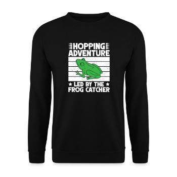 Frog Catcher Hopping Adventure Frog - Unisex Pullover - Schwarz - Vorne - Alina (178cm) & Michal (187cm)