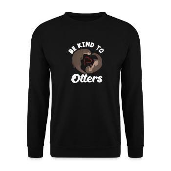 Seeotter Cartoon Herz Kind - Unisex Pullover - Schwarz - Vorne - Alina (178cm) & Michal (187cm)