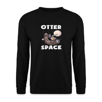 Loutre de mer dessin animé jeu de mots sur l’espace - Sweat-shirt Unisexe - noir - Devant - Alina (178cm) & Michal (187cm)
