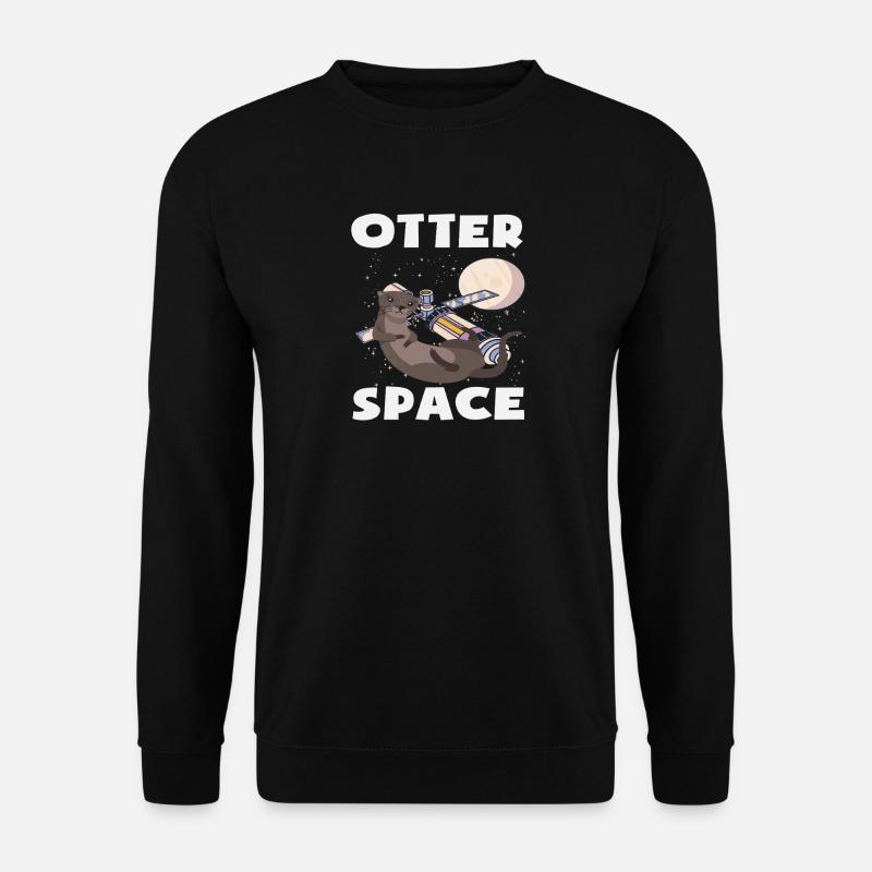 Sea Otter Cartoon Space Pun - Unisex Sweatshirt - black
