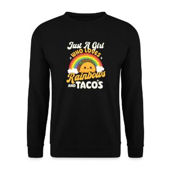 Juste une fille qui aime les arcs-en-ciel et les tacos - Sweat-shirt Unisexe - noir - Devant - Alina (178cm) & Michal (187cm)