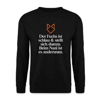 Fuchswitz: Schlauheit gegen Dummheit - Unisex Pullover - Schwarz - Vorne - Alina (178cm) & Michal (187cm)