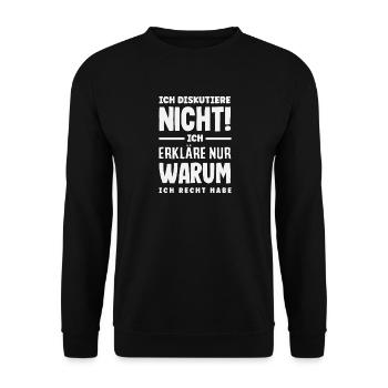 Je ne discute pas, j’ai raison - Sweat-shirt Unisexe - noir - Devant - Alina (178cm) & Michal (187cm)
