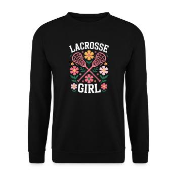 Lacrosse Saying Girl Funny Lacrosse Gift - Unisex Sweatshirt - black - Front - Alina (178cm) & Michal (187cm)
