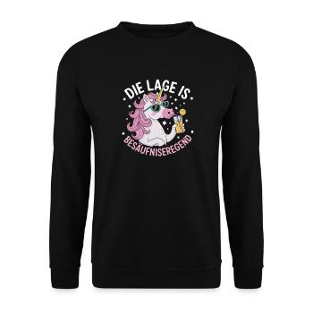 Unicorn Lage Besaufnisregend - Unisex Pullover - Schwarz - Vorne - Alina (178cm) & Michal (187cm)