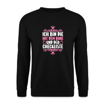 Bachelor Party Team Bride Hen Party - Unisex Sweatshirt - black - Front - Alina (178cm) & Michal (187cm)