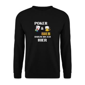 POKER ET BIÈRE, C’EST POURQUOI JE SUIS ICI Joueurs de poker - Sweat-shirt Unisexe - noir - Devant - Alina (178cm) & Michal (187cm)
