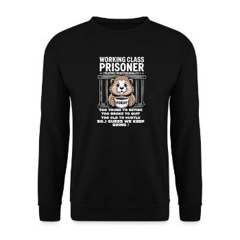 Monday Trapped Work Funny Work Outfit - Unisex Sweatshirt - black - Front - Alina (178cm) & Michal (187cm)
