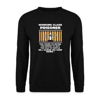 Monday Trapped Work Funny Work Outfit - Unisex Sweatshirt - black - Front - Alina (178cm) & Michal (187cm)