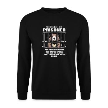 Monday Trapped Work Funny Work Outfit - Unisex Sweatshirt - black - Front - Alina (178cm) & Michal (187cm)