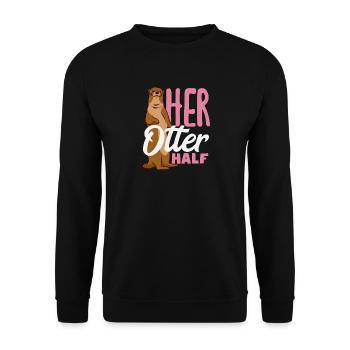 Seeotter Cartoon Ihr Otter Halb - Unisex Pullover - Schwarz - Vorne - Alina (178cm) & Michal (187cm)