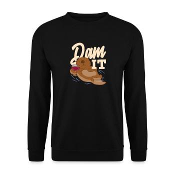 Sea Otter Cartoon Dam It - Unisex Sweatshirt - black - Front - Alina (178cm) & Michal (187cm)