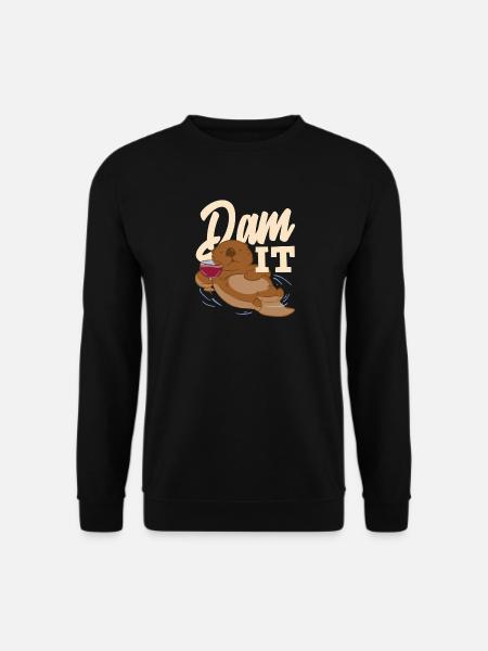 Sea Otter Cartoon Dam It - Unisex Sweatshirt - black