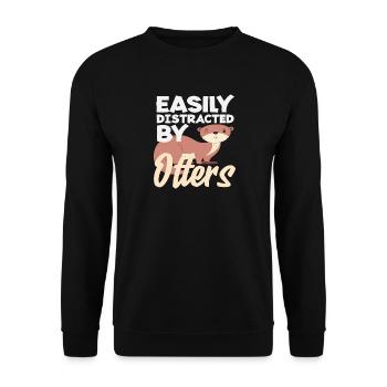 Seeotter Cartoon Abgelenkt Durch - Unisex Pullover - Schwarz - Vorne - Alina (178cm) & Michal (187cm)