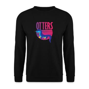 Sea Otter Retro - Unisex Pullover - Schwarz - Vorne - Alina (178cm) & Michal (187cm)