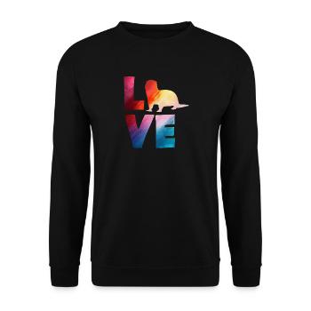 Seeotter Cartoon Bunte Liebe - Unisex Pullover - Schwarz - Vorne - Alina (178cm) & Michal (187cm)