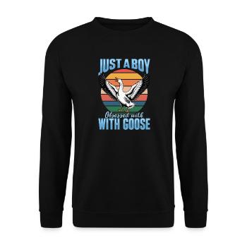 Funny Bird Goose - Unisex Sweatshirt - black - Front - Alina (178cm) & Michal (187cm)