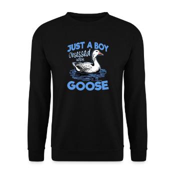 Funny Bird Goose - Unisex Sweatshirt - black - Front - Alina (178cm) & Michal (187cm)