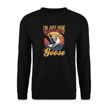 Funny Bird Goose - Unisex Sweatshirt - black - Front - Alina (178cm) & Michal (187cm)