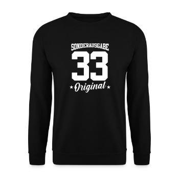 33 Geburtstag - Unisex Pullover - Schwarz - Vorne - Alina (178cm) & Michal (187cm)