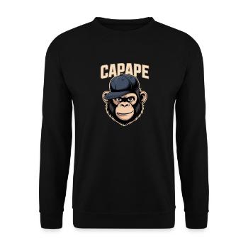 CAPAPE Monkey with Cap Streetstyle Urban Vibe - Unisex Sweatshirt - black - Front - Alina (178cm) & Michal (187cm)