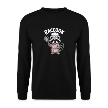 RACCOOK Raccoon Chef Cartoon Kitchen Humor - Unisex Sweatshirt - black - Front - Alina (178cm) & Michal (187cm)