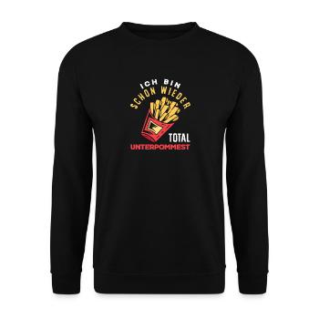 Totally underpommest again – French fries joke - Unisex Sweatshirt - black - Front - Alina (178cm) & Michal (187cm)