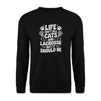 Lacrosse Saying Cats Funny Lacrosse Gift - Unisex Sweatshirt - black - Front - Alina (178cm) & Michal (187cm)