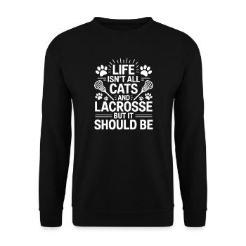 Lacrosse Saying Cats Funny Lacrosse Gift - Unisex Sweatshirt - black - Front - Alina (178cm) & Michal (187cm)