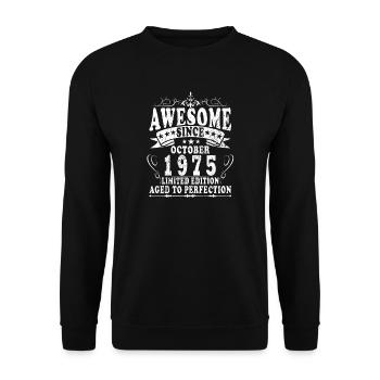 Édition limitée octobre 1975 Cadeau d’anniversaire - Sweat-shirt Unisexe - noir - Devant - Alina (178cm) & Michal (187cm)