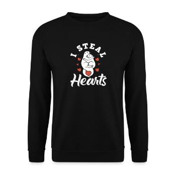 Sea Otter Cartoon Hearts - Unisex Sweatshirt - black - Front - Alina (178cm) & Michal (187cm)