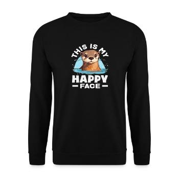 Sea Otter Cartoon Lucky Face - Unisex Sweatshirt - black - Front - Alina (178cm) & Michal (187cm)