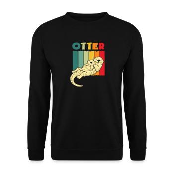 Retro Sea Otter Cartoon - Unisex Sweatshirt - black - Front - Alina (178cm) & Michal (187cm)