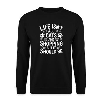 Shopping Dire Chats Drôle Shopping Cadeau - Sweat-shirt Unisexe - noir - Devant - Alina (178cm) & Michal (187cm)