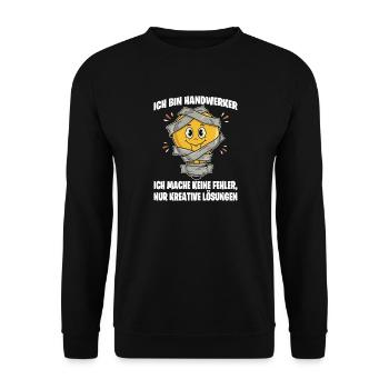 Handwerker - keine Fehler, nur kreative Lösungen - Unisex Pullover - Schwarz - Vorne - Alina (178cm) & Michal (187cm)