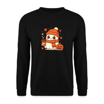 Halloween Coffee Ghost Caffeinated Boo - Unisex Sweatshirt - black - Front - Alina (178cm) & Michal (187cm)