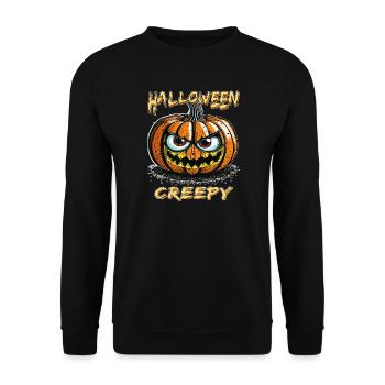 HALLOWEEN PUMPKIN CREEPY - Unisex Sweatshirt - black - Front - Alina (178cm) & Michal (187cm)