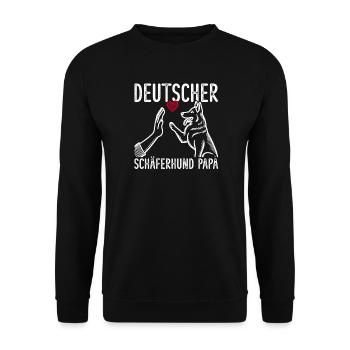 Deutscher Schäferhund Papa Vatertag Vater - Unisex Pullover - Schwarz - Vorne - Alina (178cm) & Michal (187cm)