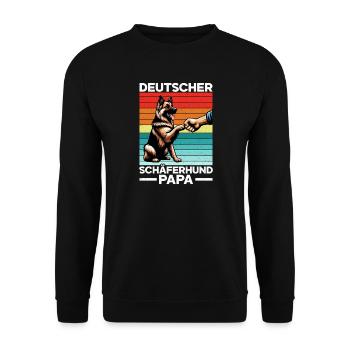 Deutscher Schäferhund Papa Vatertag Vater - Unisex Pullover - Schwarz - Vorne - Alina (178cm) & Michal (187cm)