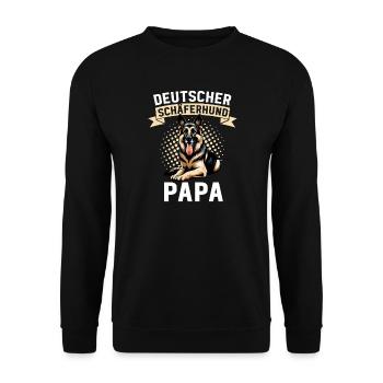 Deutscher Schäferhund Papa Vatertag Vater - Unisex Pullover - Schwarz - Vorne - Alina (178cm) & Michal (187cm)