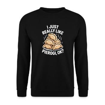 Pierogi Spruch Polnisch Lustiges Pierogi Geschenk - Unisex Pullover - Schwarz - Vorne - Alina (178cm) & Michal (187cm)
