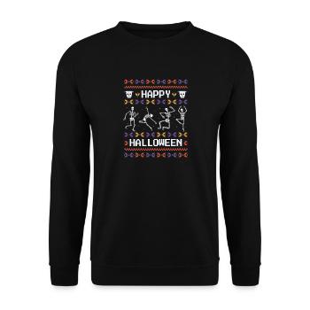 Ugly Style Happy Halloween Festive Design - Unisex Sweatshirt - black - Front - Alina (178cm) & Michal (187cm)