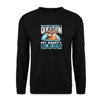 Frage Meine Vernunft Seeotter Cartoon - Unisex Pullover - Schwarz - Vorne - Alina (178cm) & Michal (187cm)