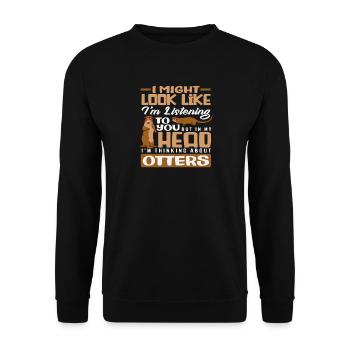 Thinking About Otter Sea Otter Cartoon - Unisex Sweatshirt - black - Front - Alina (178cm) & Michal (187cm)