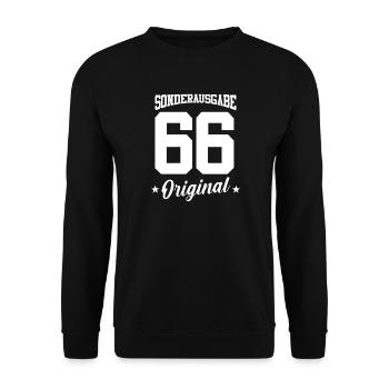 66 Geburtstag - Unisex Pullover - Schwarz - Vorne - Alina (178cm) & Michal (187cm)