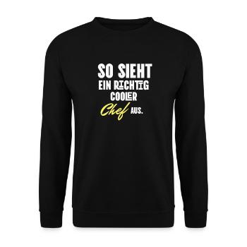 So sieht ein echt cooler Chef aus - Unisex Pullover - Schwarz - Vorne - Alina (178cm) & Michal (187cm)