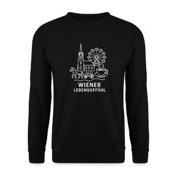 Wiener Lebensgefühl Collage - Unisex Pullover - Schwarz - Vorne - Alina (178cm) & Michal (187cm)