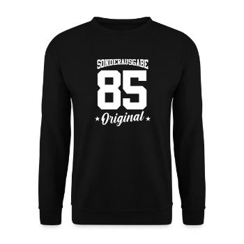 85 Geburtstag - Unisex Pullover - Schwarz - Vorne - Alina (178cm) & Michal (187cm)