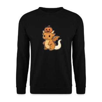 Pumpkin Dragon Kawaii Halloween - Unisex Sweatshirt - black - Front - Alina (178cm) & Michal (187cm)