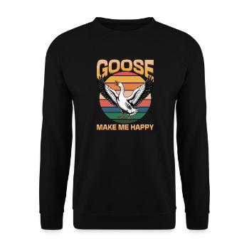 Funny Bird Goose - Unisex Sweatshirt - black - Front - Alina (178cm) & Michal (187cm)